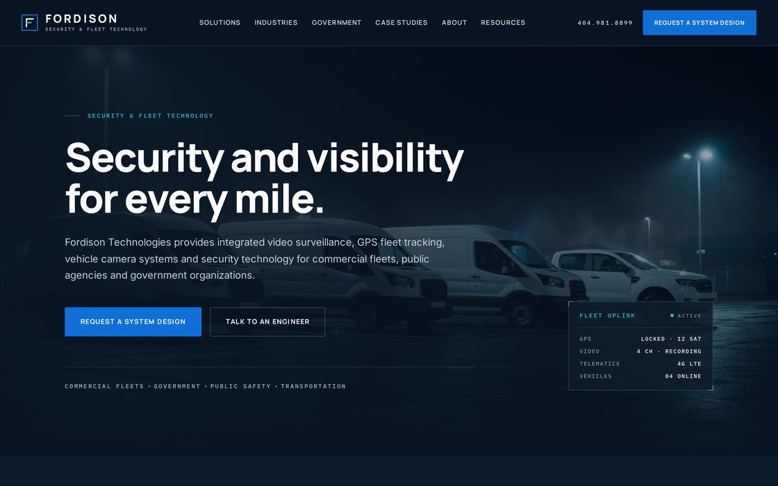The Fordison Technologies website