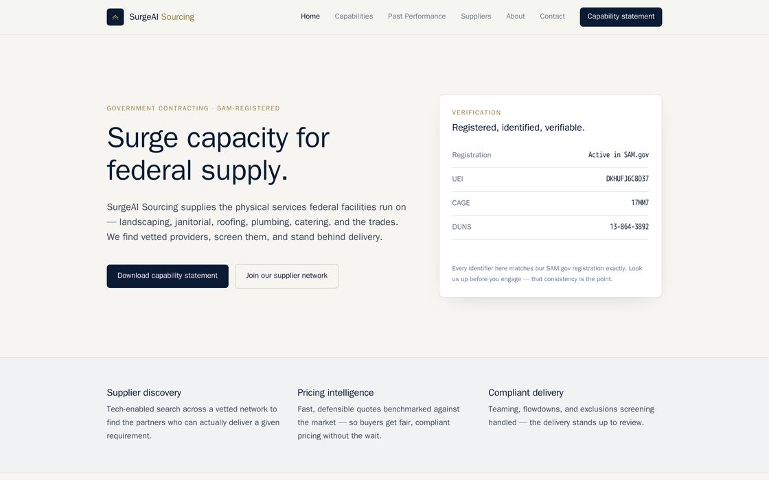 The SurgeAI Sourcing website